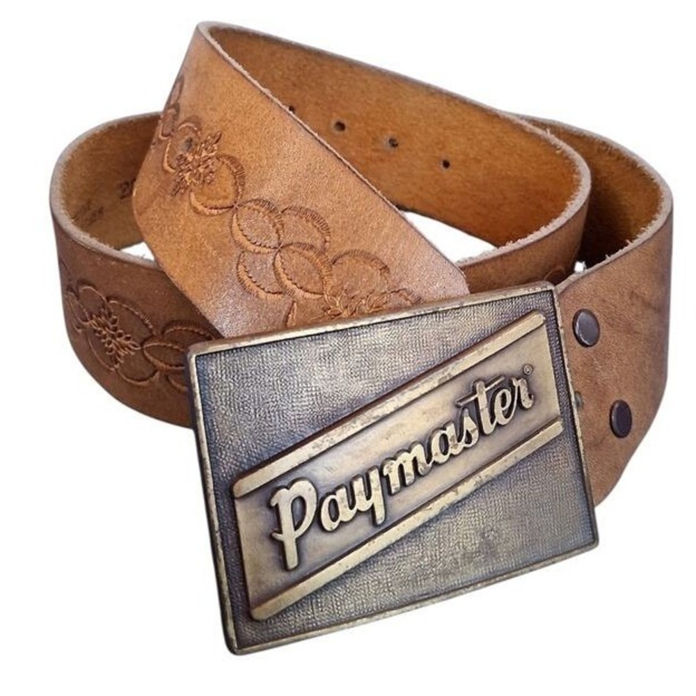 Y2k Vintage Women's size 28" Leather‎ Embossed Grungecore Western Paymaster Belt